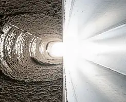 air duct cleaning services showing interior duct system inspection and cleaning in Dayton, OH